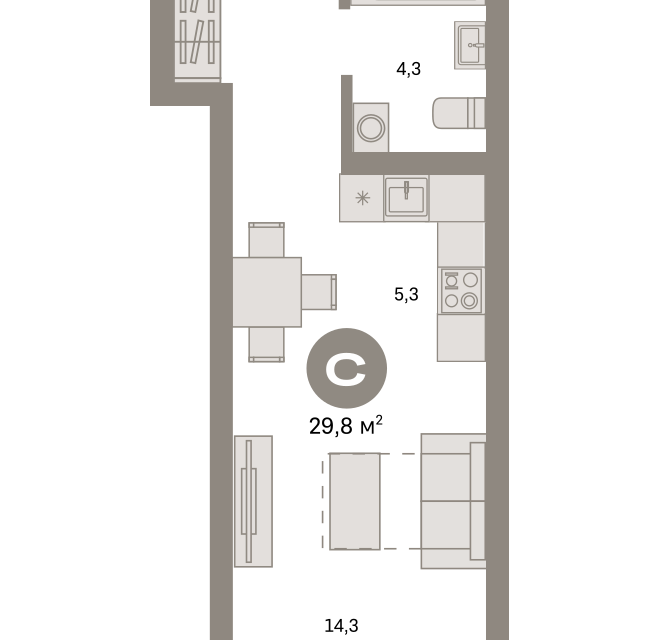 Продаётся студия, 29.8 м²