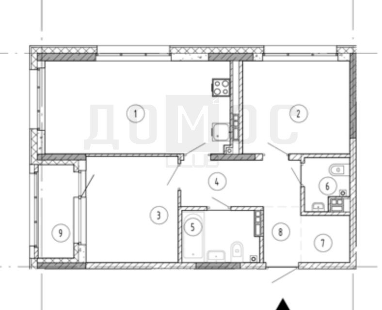 Продаётся 2-комнатная квартира, 61.84 м²