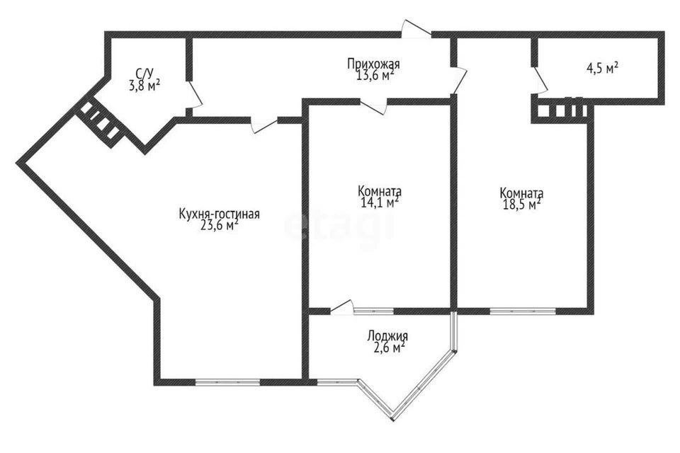 Продаётся 2-комнатная квартира, 70.2 м²