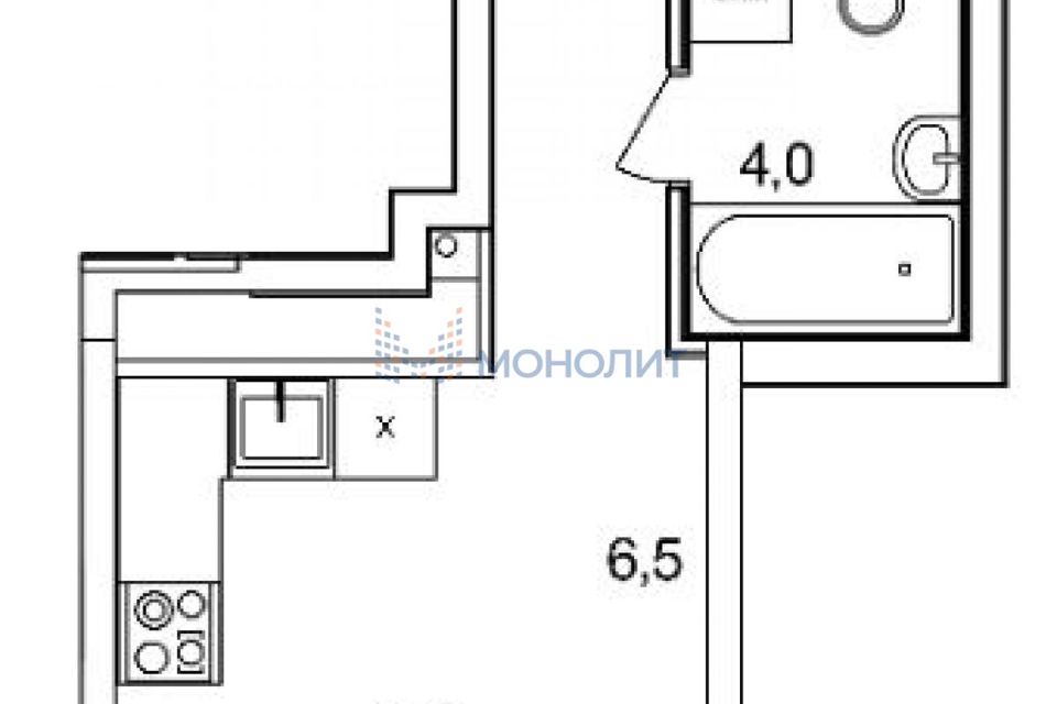 Продаётся 1-комнатная квартира, 25.9 м²