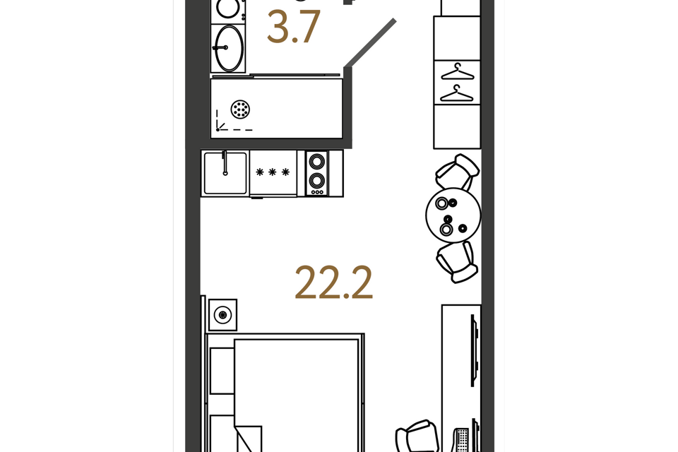 Продаётся студия, 25.9 м²