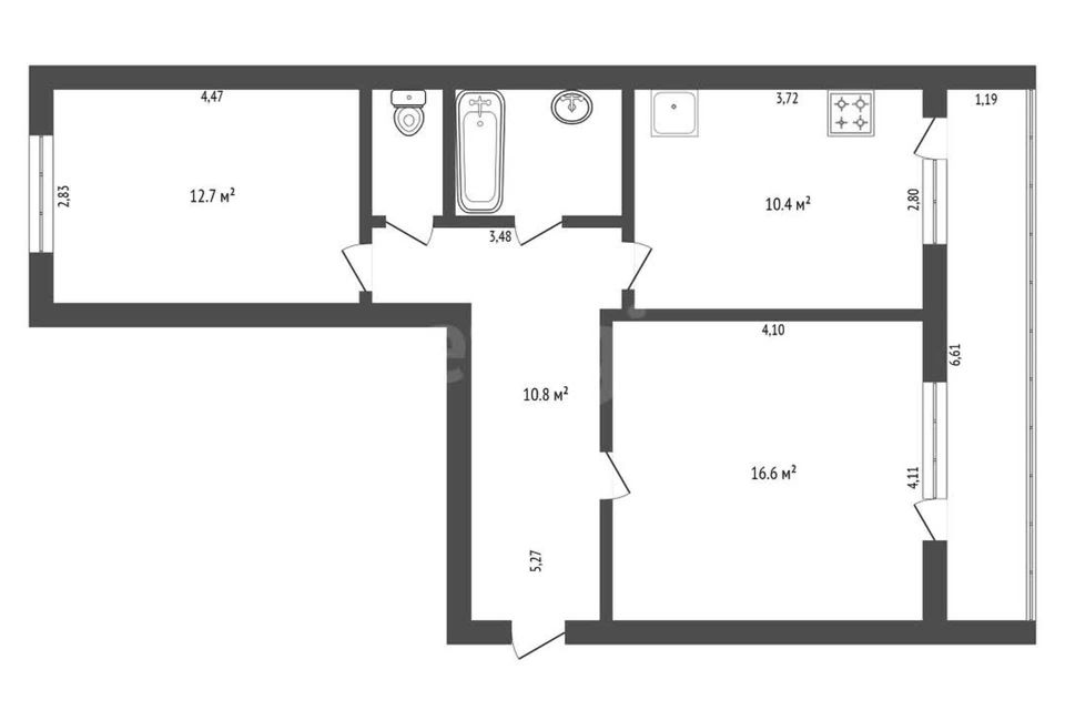 Продаётся 2-комнатная квартира, 60 м²