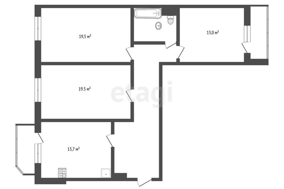 Продаётся 3-комнатная квартира, 98.4 м²
