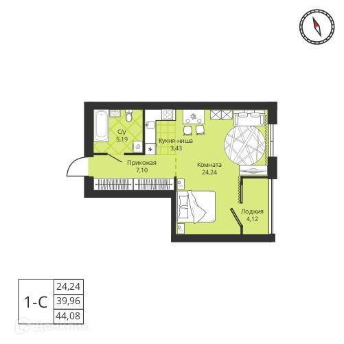 Продаётся студия, 40.4 м²