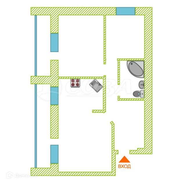 Продаётся 3-комнатная квартира, 60 м²