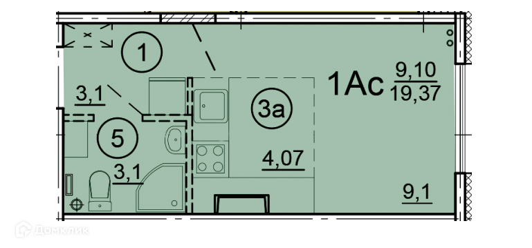 Продаётся студия, 19.4 м²