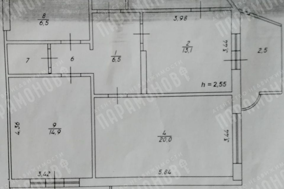 Продаётся 2-комнатная квартира, 76.1 м²
