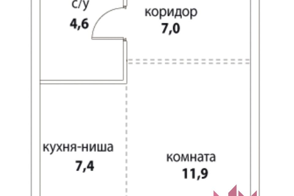 Продаётся 1-комнатная квартира, 30.9 м²