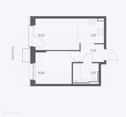 Продаётся 1-комнатная квартира, 33.76 м²