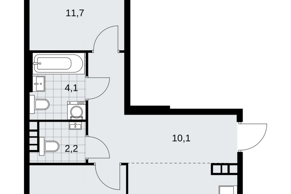 Продаётся 2-комнатная квартира, 55.9 м²