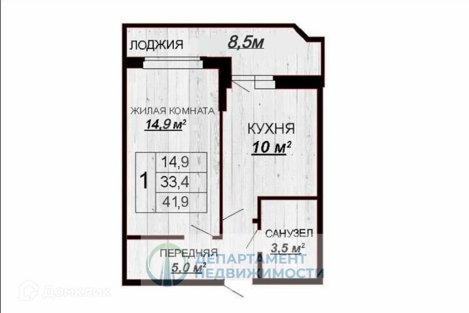 Продаётся 1-комнатная квартира, 35.7 м²