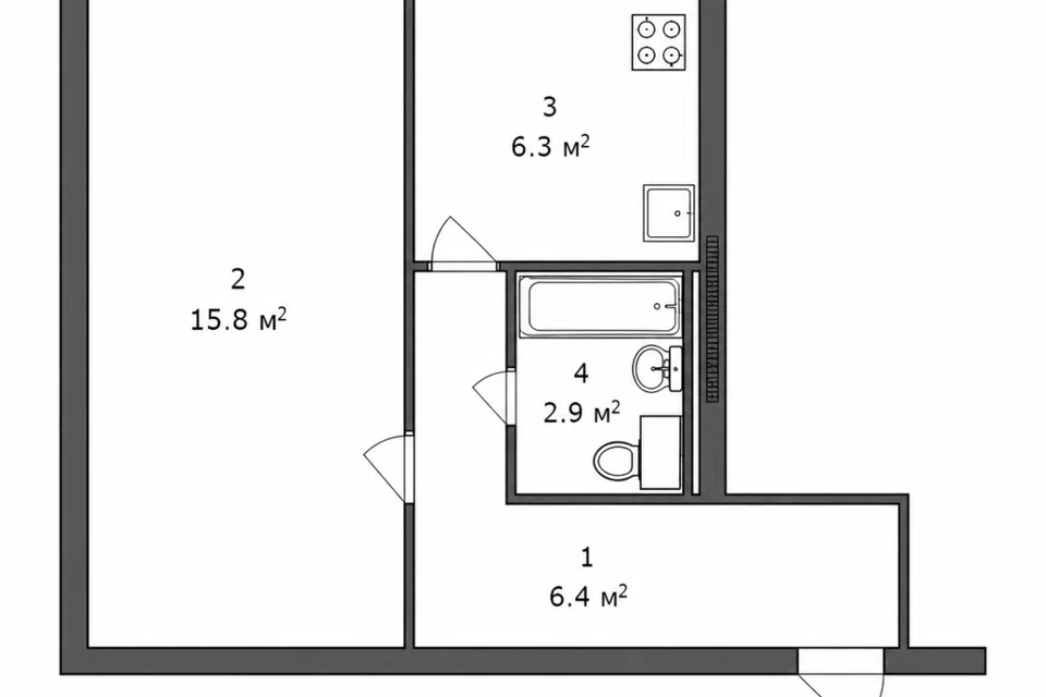 Продаётся 1-комнатная квартира, 32.4 м²