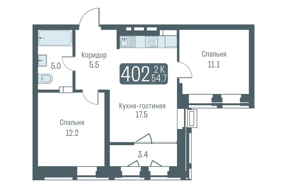 Продаётся студия, 53 м²