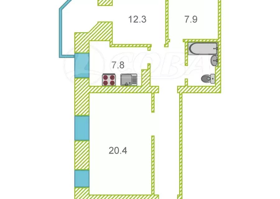 Продаётся 3-комнатная квартира, 66 м²