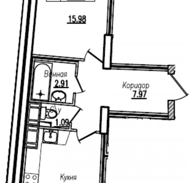 Продаётся 1-комнатная квартира, 40 м²