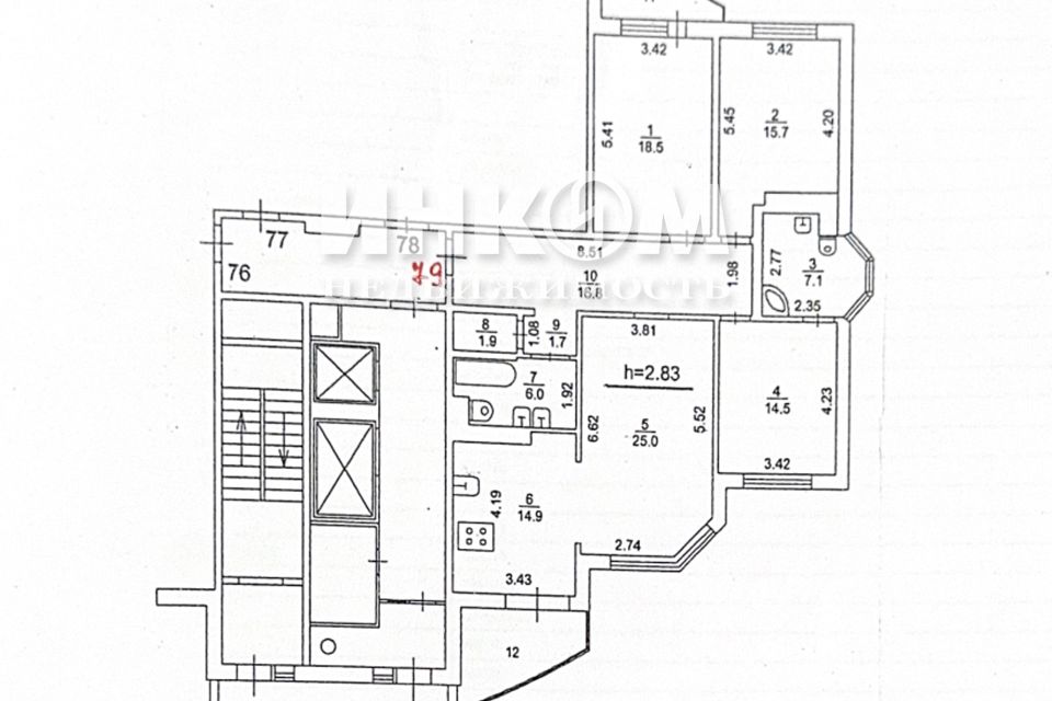 Продаётся 4-комнатная квартира, 127.6 м²
