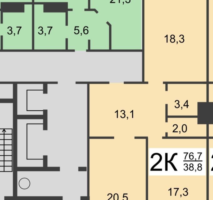 Продаётся 2-комнатная квартира, 75 м²