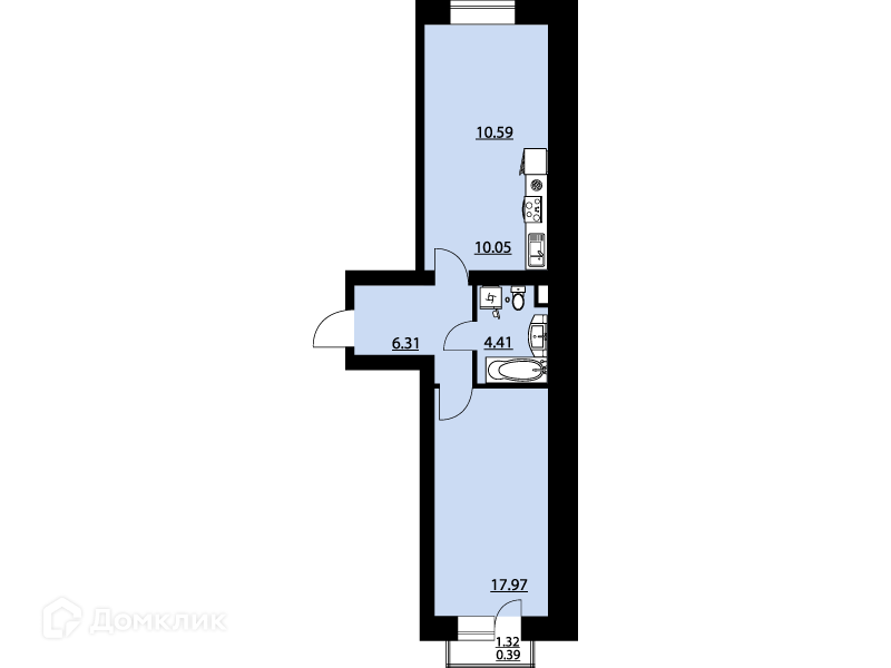Продаётся студия, 49.73 м²