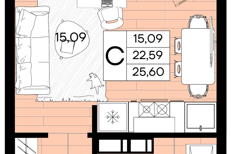 Продаётся студия, 25.6 м²