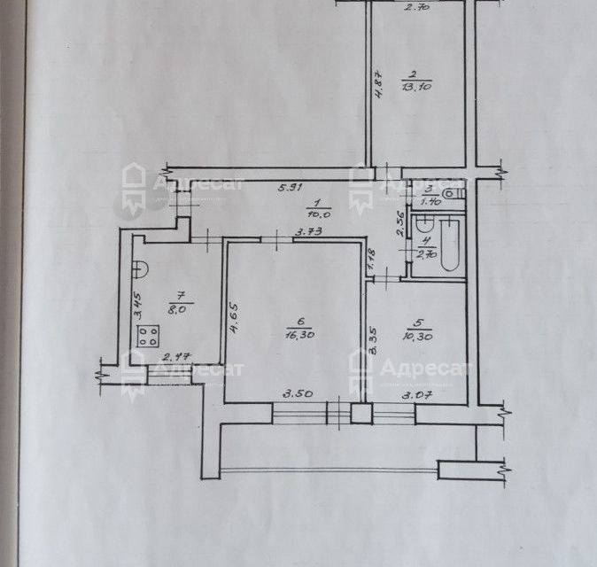 Продаётся 3-комнатная квартира, 61.8 м²