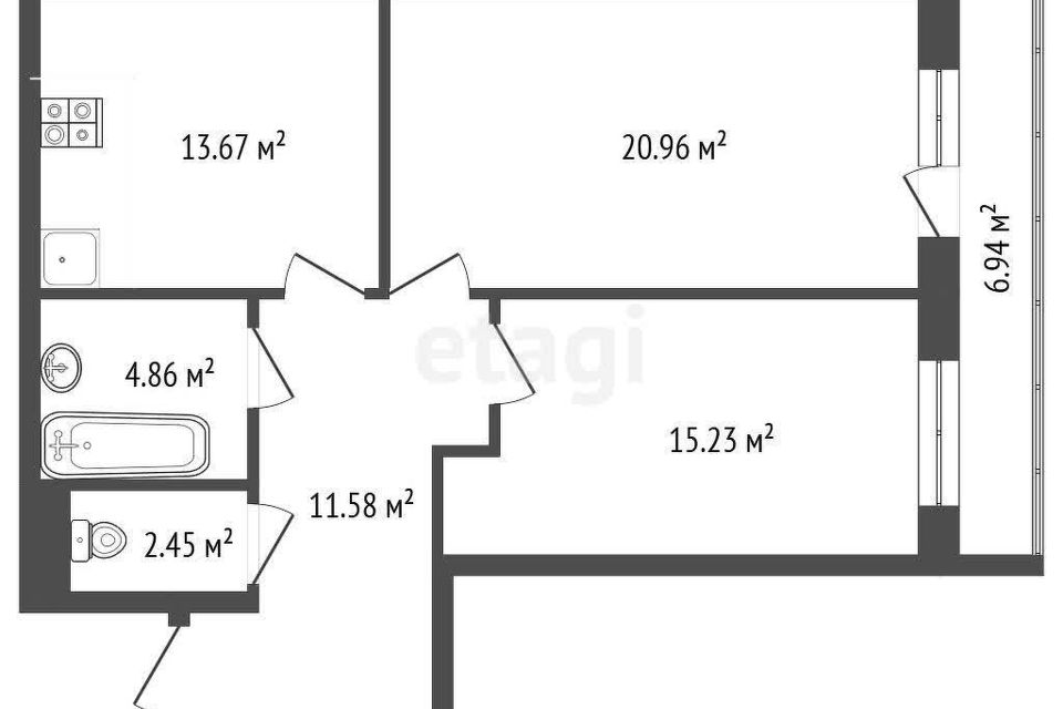 Продаётся 2-комнатная квартира, 78 м²