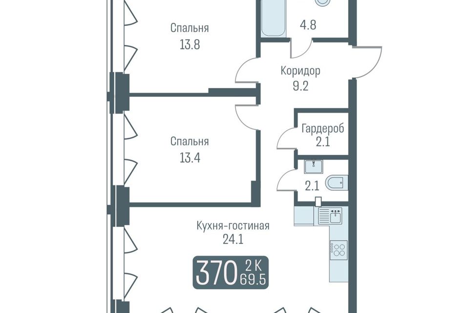 Продаётся студия, 69.5 м²