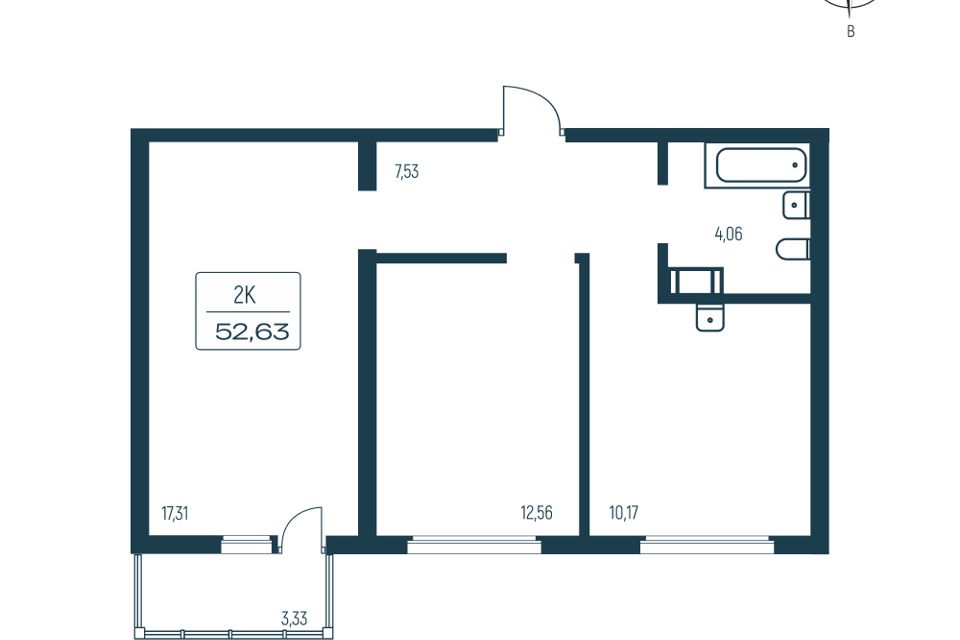 Продаётся 2-комнатная квартира, 51 м²