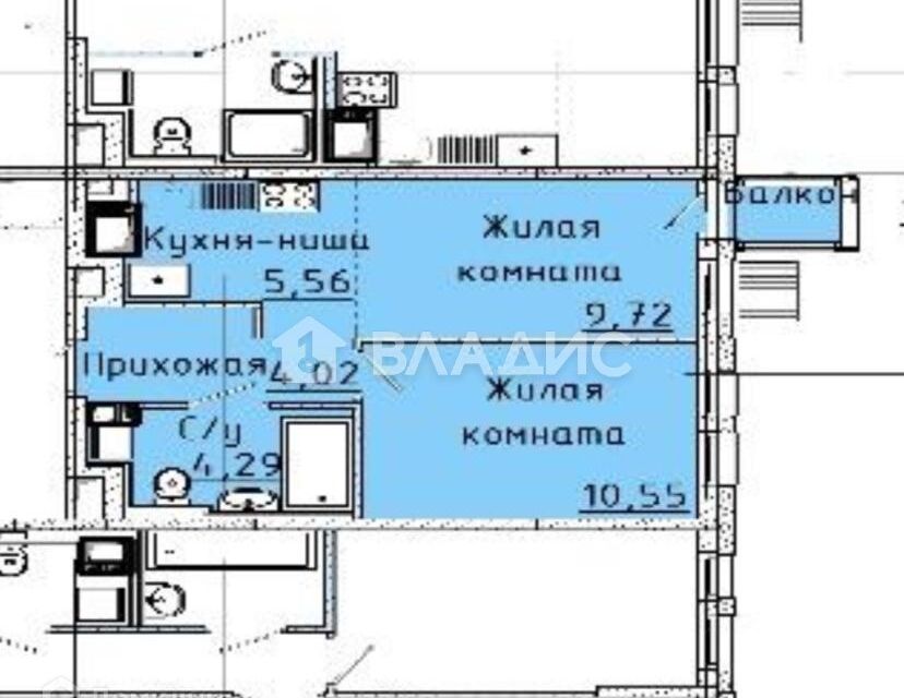 Продаётся 1-комнатная квартира, 34.4 м²