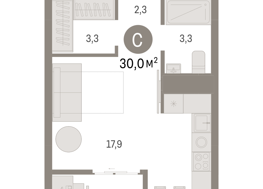 Продаётся студия, 30.04 м²