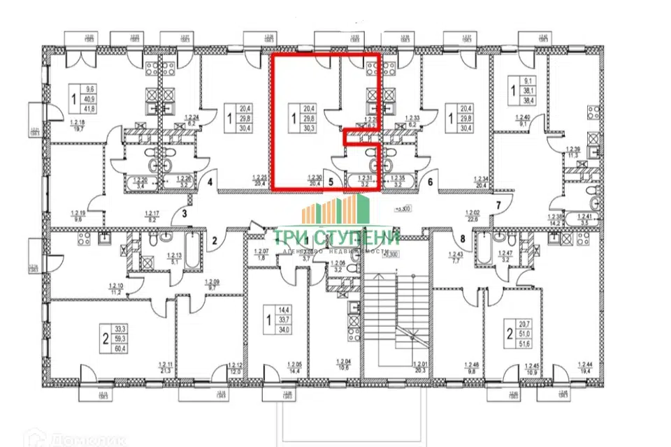 Продаётся 1-комнатная квартира, 30.3 м²