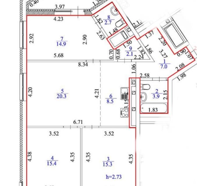 Продаётся 4-комнатная квартира, 90 м²