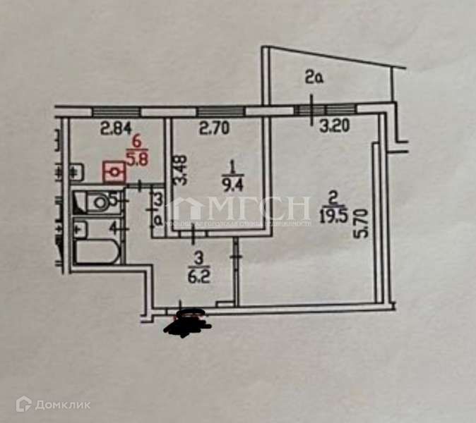 Продаётся 2-комнатная квартира, 44.2 м²