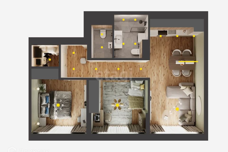 Продаётся 2-комнатная квартира, 62.2 м²
