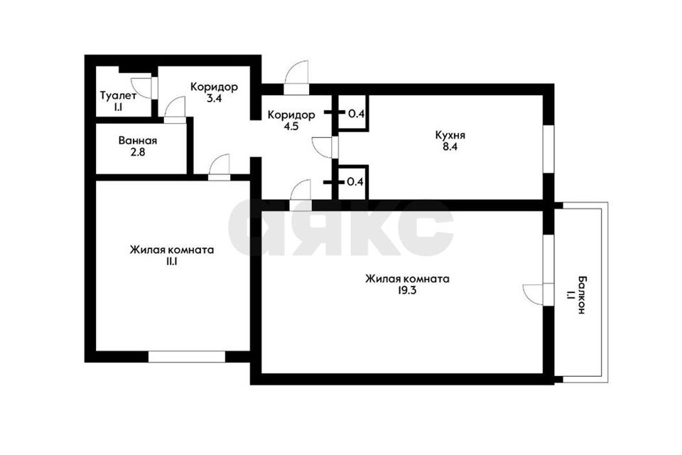 Продаётся 2-комнатная квартира, 52.5 м²