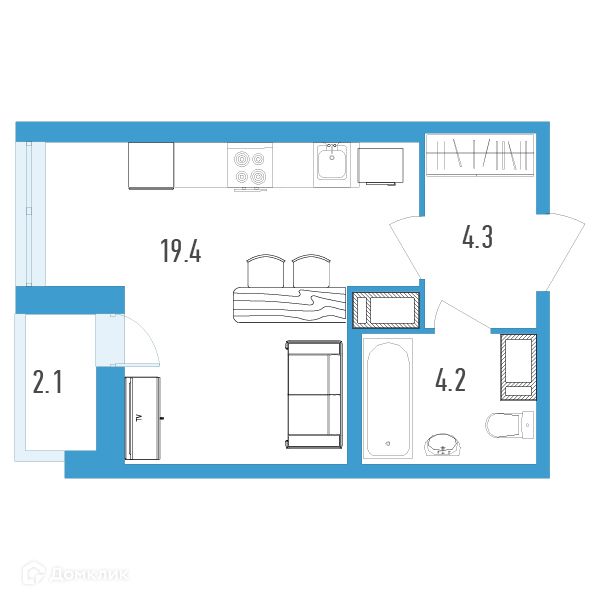 Продаётся студия, 29 м²