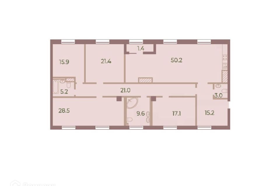 Продаётся 4-комнатная квартира, 188.5 м²
