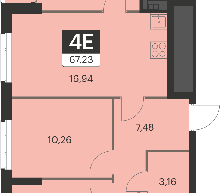 Продаётся 3-комнатная квартира, 66.5 м²