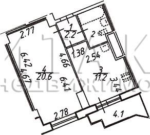 Продаётся 1-комнатная квартира, 41.8 м²