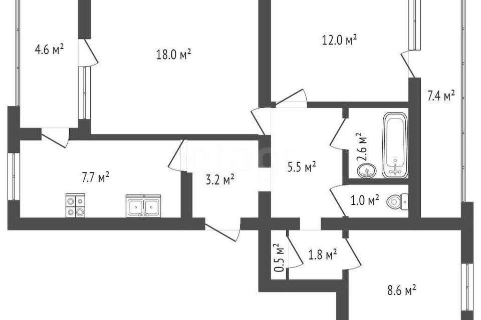 Продаётся 3-комнатная квартира, 60.4 м²