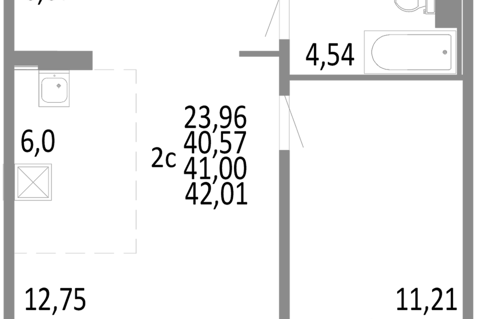 Продаётся 2-комнатная квартира, 41 м²