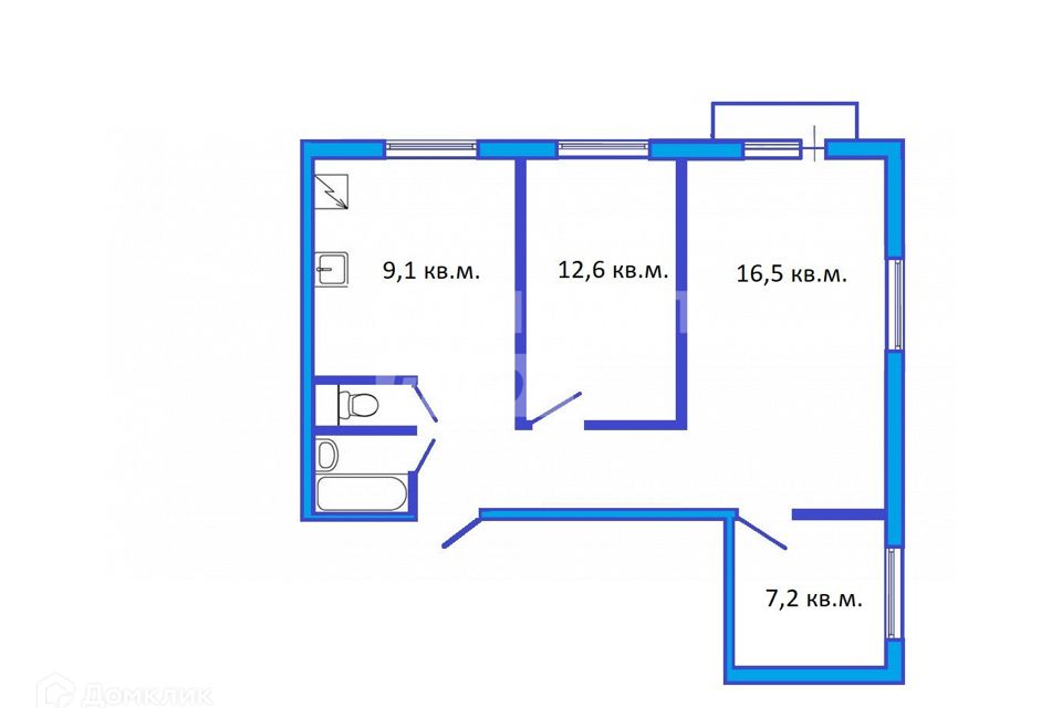Продаётся 3-комнатная квартира, 56.3 м²