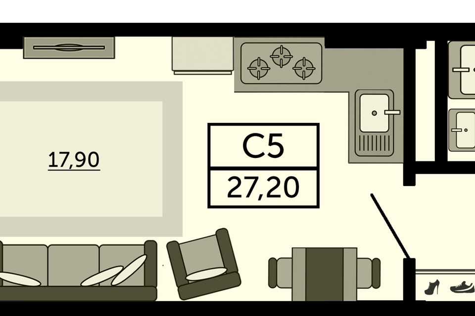 Продаётся студия, 26.8 м²