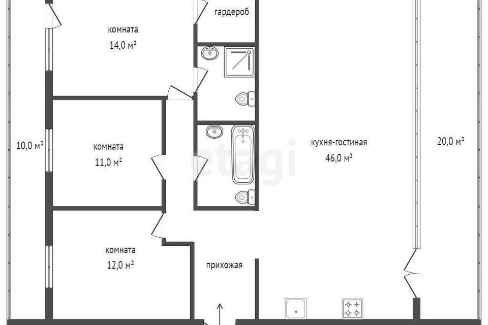 Продаётся 3-комнатная квартира, 130 м²