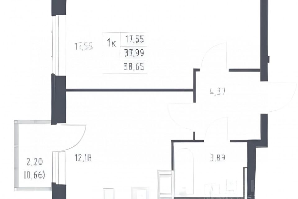 Продаётся 1-комнатная квартира, 39 м²