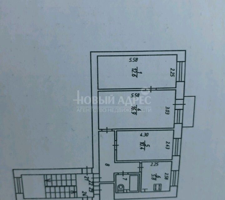 Продаётся 3-комнатная квартира, 55 м²
