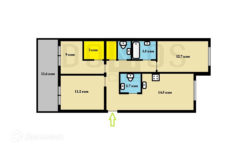 Продаётся 3-комнатная квартира, 83 м²
