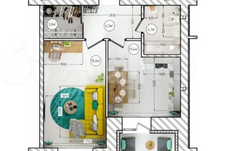 Продаётся 1-комнатная квартира, 40.1 м²