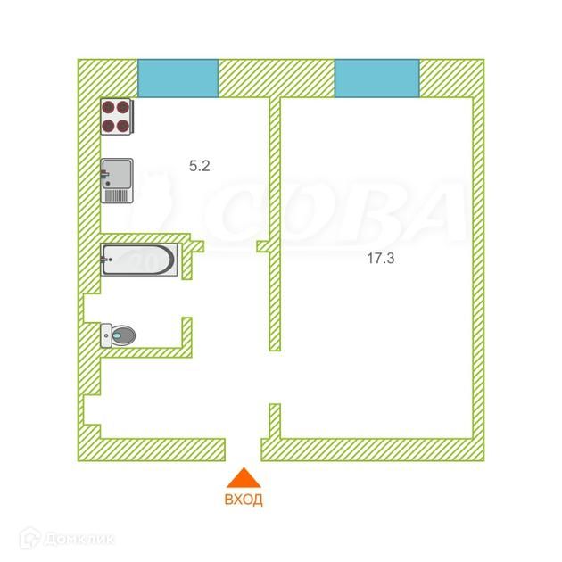 Продаётся 1-комнатная квартира, 28.5 м²