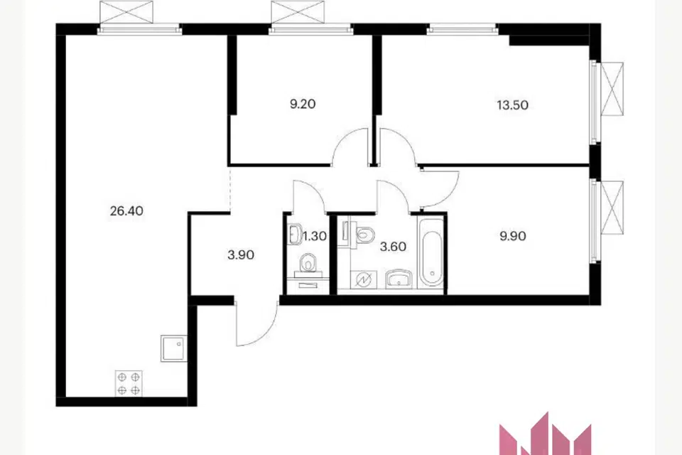 Продаётся 3-комнатная квартира, 71 м²