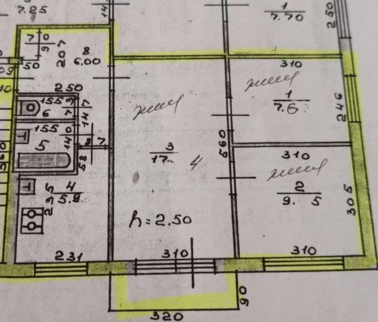 Продаётся 3-комнатная квартира, 51 м²